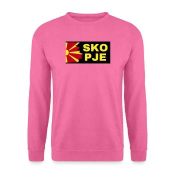 Skopje-Stadt mit Nordmazedonien-Flaggendesign - Unisex Pullover - Pink - Vorne
