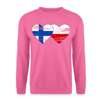 Finnland Polen Flagge Herz used - Unisex Pullover - Pink - Vorne