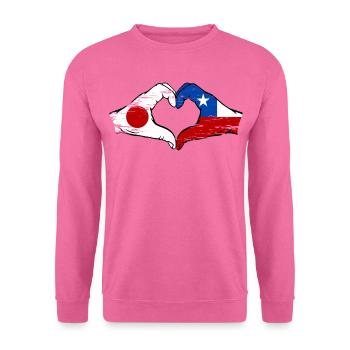 Japan Chile Flagge Hände Herzform used - Unisex Pullover - Pink - Vorne