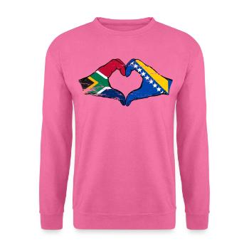 Südafrika Bosnien Flagge Hände Herzform used - Unisex Pullover - Pink - Vorne