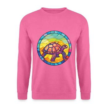 Bunte Aquarell-Tierillustration der Schildkröte - Unisex Pullover - Pink - Vorne