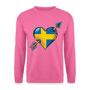 Schweden Flagge Herz mit Pfeil used look - Unisex Pullover - Pink - Vorne