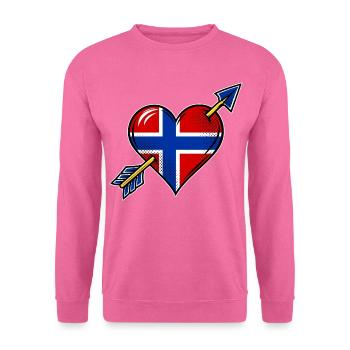 Norwegen Flagge Herz mit Pfeil - Unisex Pullover - Pink - Vorne