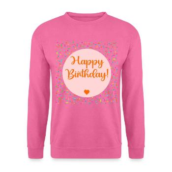 Herzlichen Glückwunsch zum Geburtstag, Herz - Unisex Pullover - Pink - Vorne