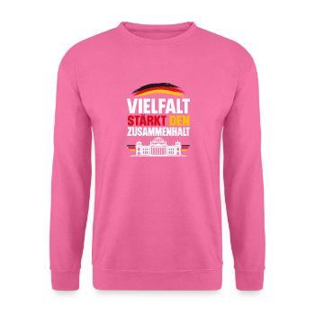 Vielfalt stärkt den Zusammenhalt – Demokratie - Unisex Pullover - Pink - Vorne