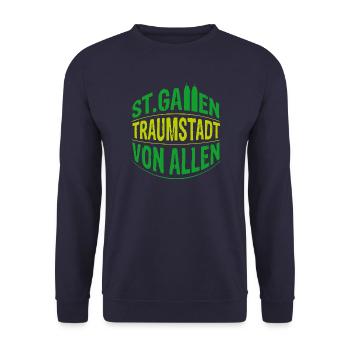 St.Gallen - Traumstadt von allen - Unisex Pullover - Navy - Vorne - Alina (178cm) & Michal (187cm)