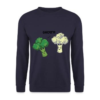Knackiger Brokkoli Supergemüse - Unisex Pullover - Navy - Vorne - Alina (178cm) & Michal (187cm)