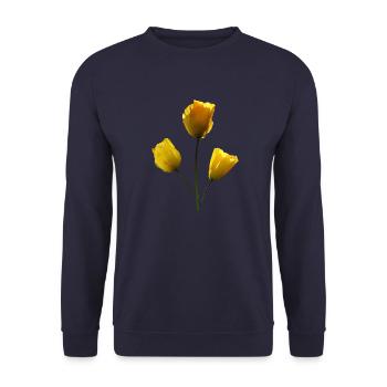 gelbe Mohnblumen gelber Mohn - Unisex Pullover - Navy - Vorne - Alina (178cm) & Michal (187cm)