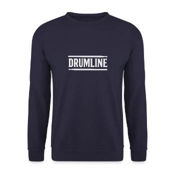 Drumline Schriftzug - Unisex Pullover - Navy - Vorne - Alina (178cm) & Michal (187cm)