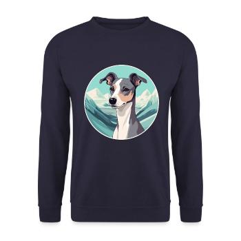 Englisch Whippet Hund Rasse Cartoon Kawaii Watercolo - Unisex Pullover - Navy - Vorne - Alina (178cm) & Michal (187cm)