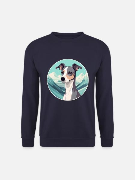 Englisch Whippet Hund Rasse Cartoon Kawaii Watercolo - Unisex Pullover - Navy