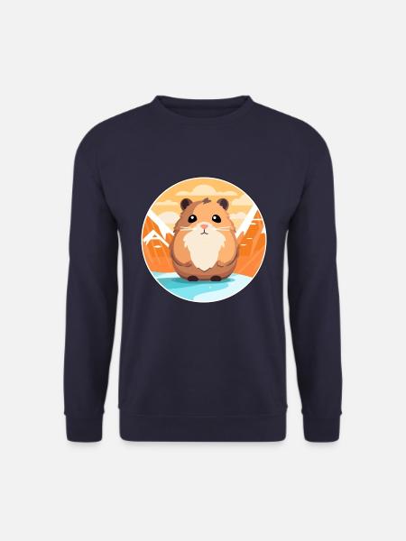 Hamster Aquarell Karikatur Kawaii Haustier Tier Farbe - Unisex Pullover - Navy
