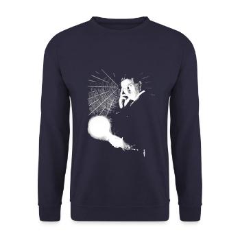 Nikola Tesla with light bulb and Tesla coil - Unisex Sweatshirt - navy - Front - Alina (178cm) & Michal (187cm)