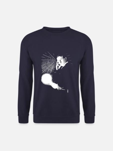 Nikola Tesla mit Glühbirne und Teslaspule - Unisex Pullover - Navy