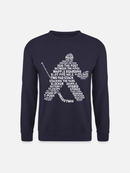 Goalie Lingo - Grunge Text-Version (white print) - Unisex Pullover - Navy