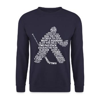 Word Art Hockey Goalie - Unisex Sweatshirt - navy - Front - Alina (178cm) & Michal (187cm)