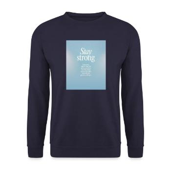STAY STRONG - Bleib stark - Unisex Pullover - Navy - Vorne - Alina (178cm) & Michal (187cm)
