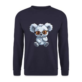 Koala trägt Brille Karikatur Kawaii Illustration - Unisex Pullover - Navy - Vorne - Alina (178cm) & Michal (187cm)