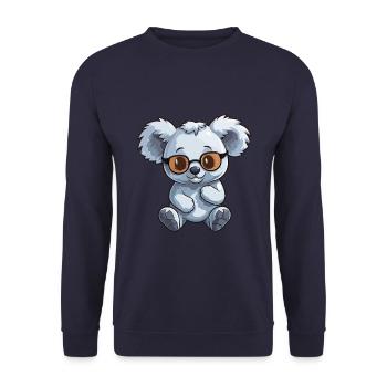 Koala trägt Brille Karikatur Kawaii Illustration - Unisex Pullover - Navy - Vorne - Alina (178cm) & Michal (187cm)
