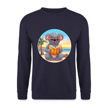 Koala Niedliche Lustige Karikatur Kawaii Buch Strand - Unisex Pullover - Navy - Vorne - Alina (178cm) & Michal (187cm)