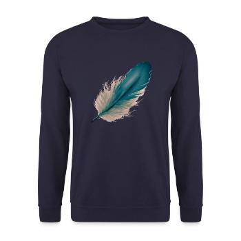 Feder Leichtigkeit - Unisex Pullover - Navy - Vorne - Alina (178cm) & Michal (187cm)