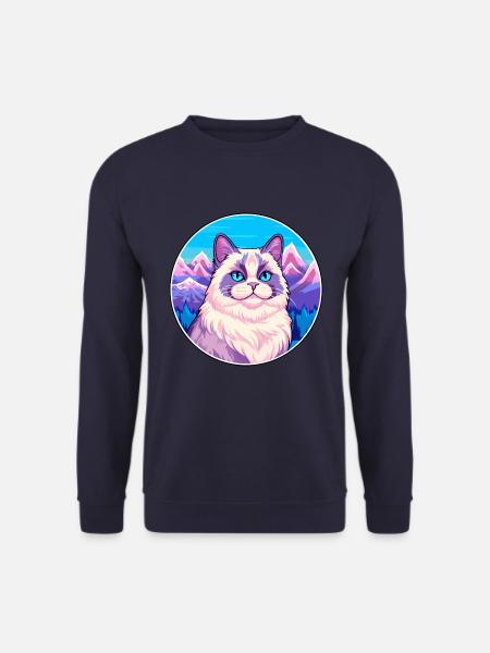 Birmakatze Bunte Karikatur Aquarell Illustration - Unisex Pullover - Navy