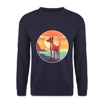 Cirneco Dell Ätna Hund Rasse Cartoon Kawaii Clipart - Unisex Pullover - Navy - Vorne - Alina (178cm) & Michal (187cm)