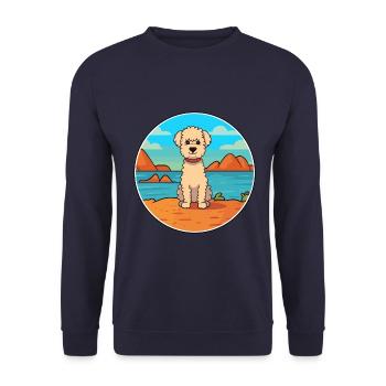 Pumi Hund Rasse Cartoon Kawaii Clipart Aquarell - Unisex Pullover - Navy - Vorne - Alina (178cm) & Michal (187cm)