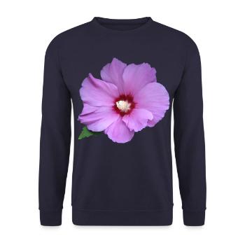 Rose rosa Blume Roseneibisch - Unisex Pullover - Navy - Vorne - Alina (178cm) & Michal (187cm)