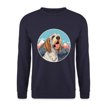 Spinone Italiano Hunderasse Cartoon Kawaii Watercol - Unisex Pullover - Navy - Vorne - Alina (178cm) & Michal (187cm)