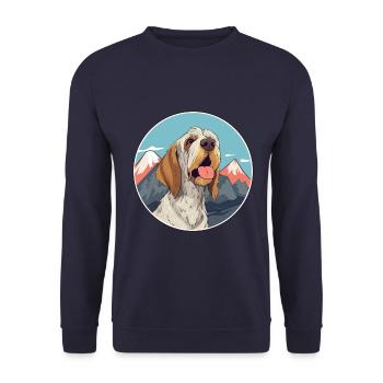 Spinone Italiano Hunderasse Cartoon Kawaii Watercol - Unisex Pullover - Navy - Vorne - Alina (178cm) & Michal (187cm)