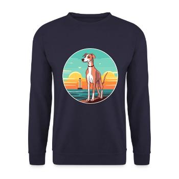 Englisch whippet Hund Rasse Cartoon Kawaii Clipart - Unisex Pullover - Navy - Vorne - Alina (178cm) & Michal (187cm)