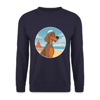 Hannover Hund Rasse Cartoon Kawaii Clipart Hund - Unisex Pullover - Navy - Vorne - Alina (178cm) & Michal (187cm)