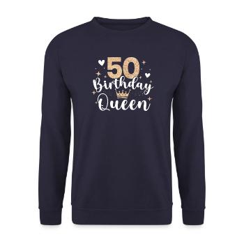 50. GeburtstagsköNigin 50 Jahre FüNfzig - Unisex Pullover - Navy - Vorne - Alina (178cm) & Michal (187cm)
