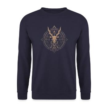 Dunkler Schädel, Okkultismus und Horror - Unisex Pullover - Navy - Vorne - Alina (178cm) & Michal (187cm)