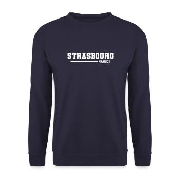 Straßburg | Frankreich - Unisex Pullover - Navy - Vorne - Alina (178cm) & Michal (187cm)