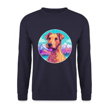 Irish Terrier Hunderasse Cartoon Kawaii Aquarell - Unisex Pullover - Navy - Vorne - Alina (178cm) & Michal (187cm)