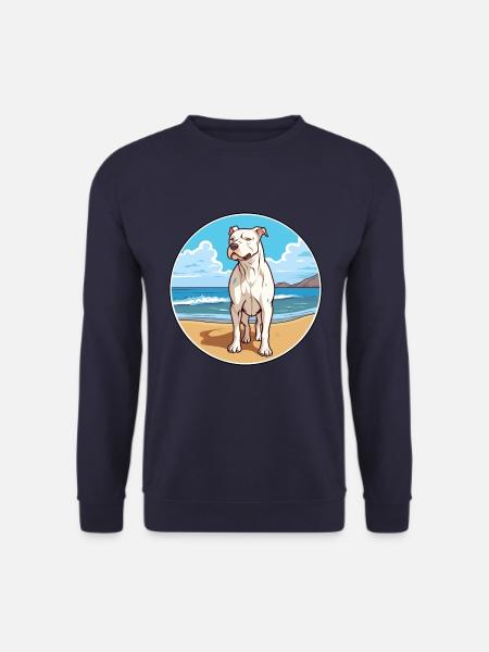 Dogo Argentino Hund Rasse Cartoon Kawaii Clipart - Unisex Pullover - Navy