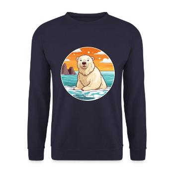 Eisbär Aquarell Karikatur Kawaii Clipart Haustier - Unisex Pullover - Navy - Vorne - Alina (178cm) & Michal (187cm)