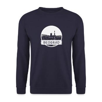 Belgrad City - Unisex Pullover - Navy - Vorne - Alina (178cm) & Michal (187cm)