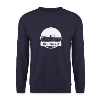 Belgrad City - Unisex Pullover - Navy - Vorne - Alina (178cm) & Michal (187cm)