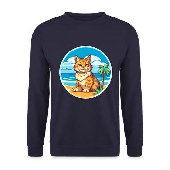 Rotluchs Aquarell Cartoon Kawaii Clipart Tier - Unisex Pullover - Navy - Vorne - Alina (178cm) & Michal (187cm)