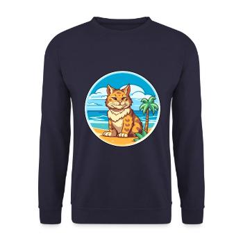 Rotluchs Aquarell Cartoon Kawaii Clipart Tier - Unisex Pullover - Navy - Vorne - Alina (178cm) & Michal (187cm)