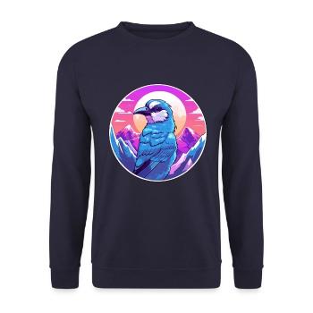Blauer Eichelhäher Aquarell Karikatur Kawaii Haustier Tier Colo - Unisex Pullover - Navy - Vorne - Alina (178cm) & Michal (187cm)