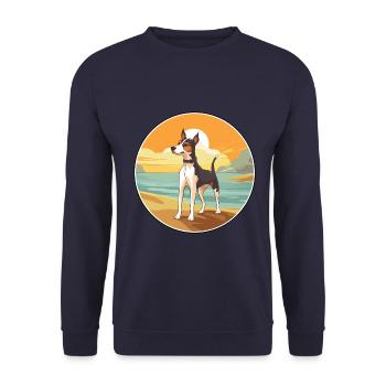 Glatter Foxterrier Hunderasse Cartoon Kawaii Hund - Unisex Pullover - Navy - Vorne - Alina (178cm) & Michal (187cm)