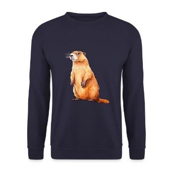 Murmeltier buntes Aquarell Cartoon Kawaii Tier - Unisex Pullover - Navy - Vorne - Alina (178cm) & Michal (187cm)