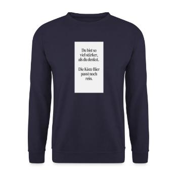 Du bist stärker - Unisex Pullover - Navy - Vorne - Alina (178cm) & Michal (187cm)