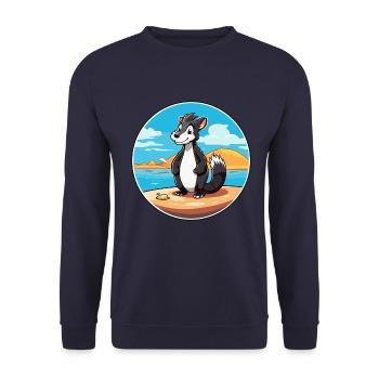 Stinktier-Aquarell-Cartoon-Kawaii-Clipart-Tier - Unisex Pullover - Navy - Vorne - Alina (178cm) & Michal (187cm)
