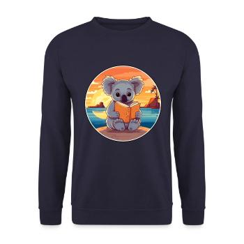 Koala Niedliche Lustige Karikatur Kawaii Buch Strand - Unisex Pullover - Navy - Vorne - Alina (178cm) & Michal (187cm)