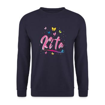 Kindergarten, Kita, Schmetterlinge - Unisex Pullover - Navy - Vorne - Alina (178cm) & Michal (187cm)